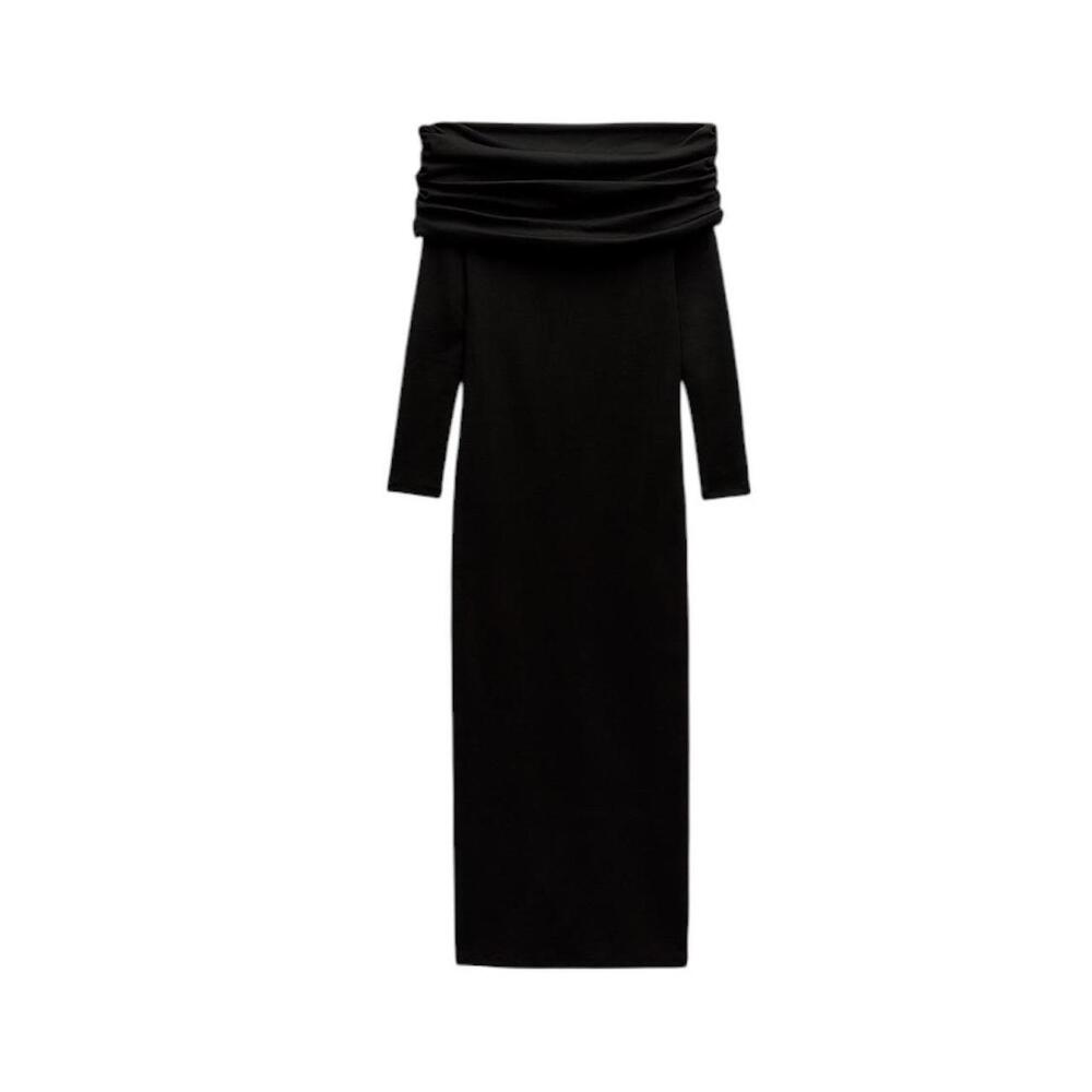Zara maxi off shoulder black dress